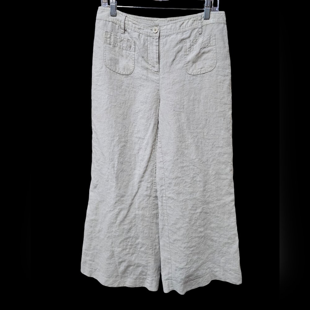 Lucy & Laurel Light Beige Wide Leg Linen Pants